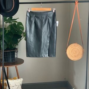 Midi Leather Skirt with side slit